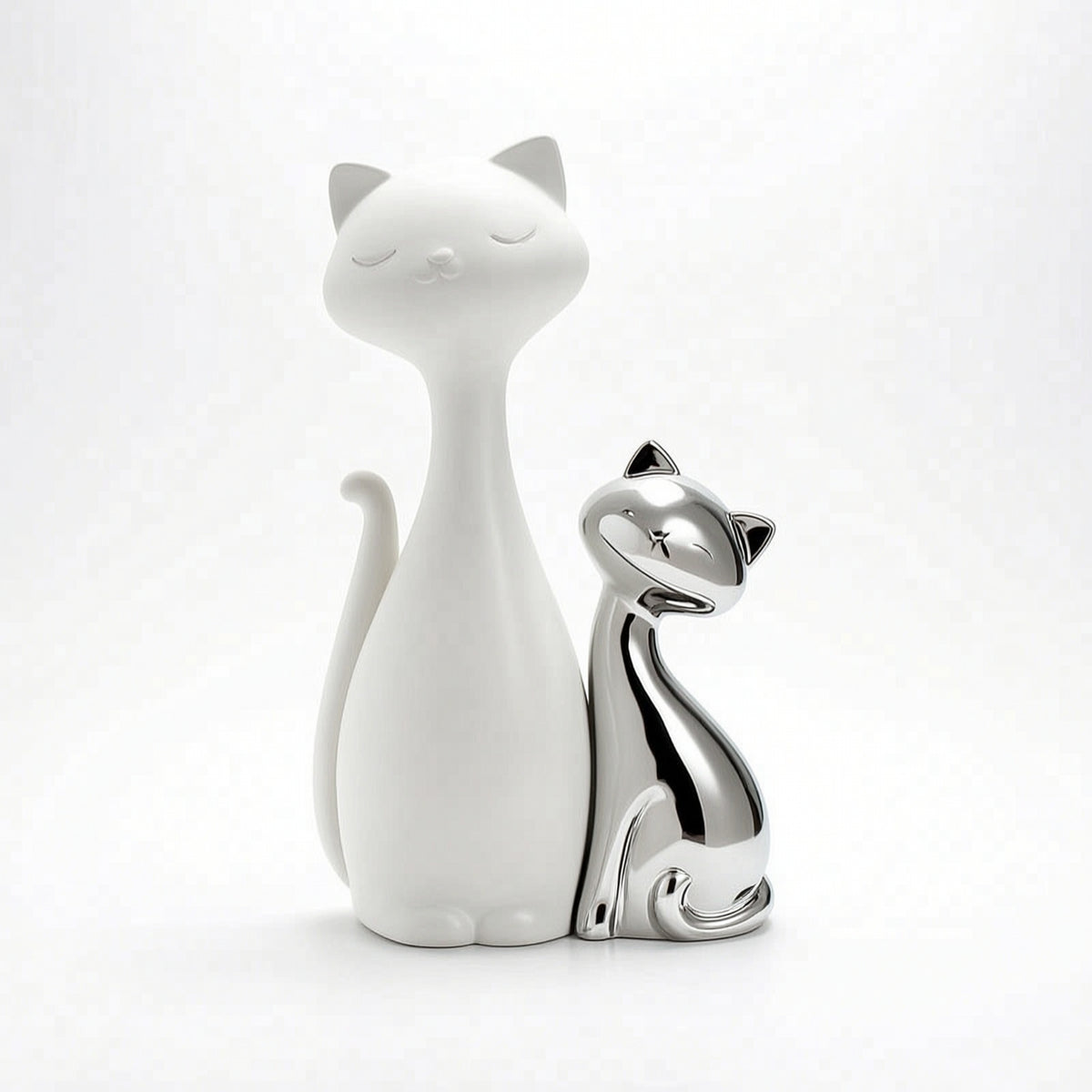 Vintage Couple Cat Figurine Ceramic Ornament