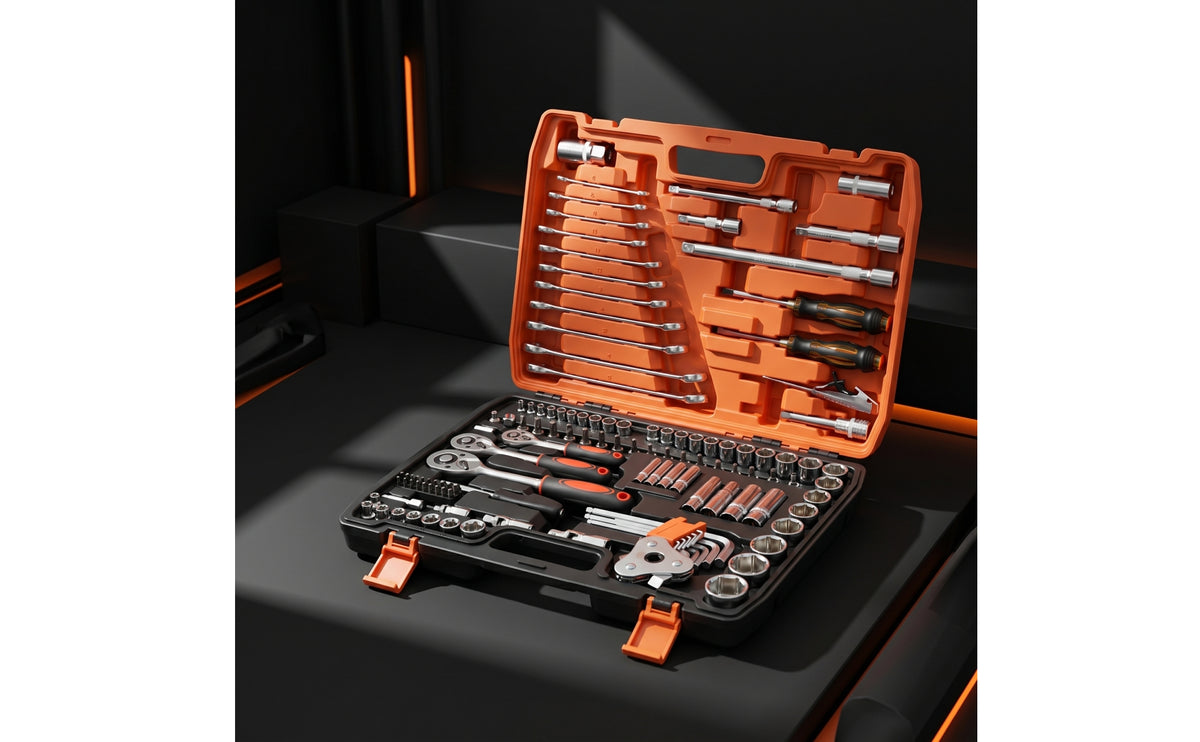 121 Pieces Automotive Repair Tool Kit -Finished Repair Specialist Tool Kit with Case Organized Socket Ratchet Wrench Set with Case for Home Mechanics, Garage