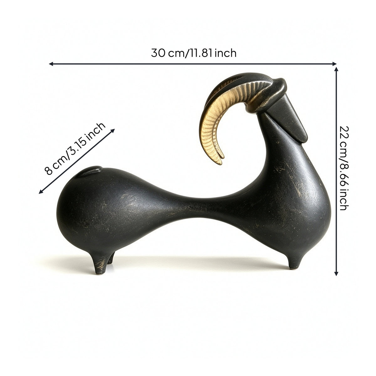 Caprine Figurine Abstract Caprine Sculpture Minimalist Ornament for Entryway
