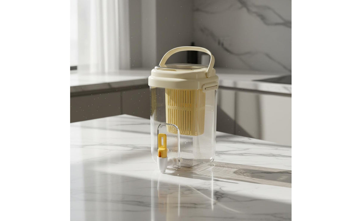 Beverage Dispenser with Spigot Fridge Compatible Refrigerator Cold Water Jug Large Capacity Party Drink Container Easy to Clean
