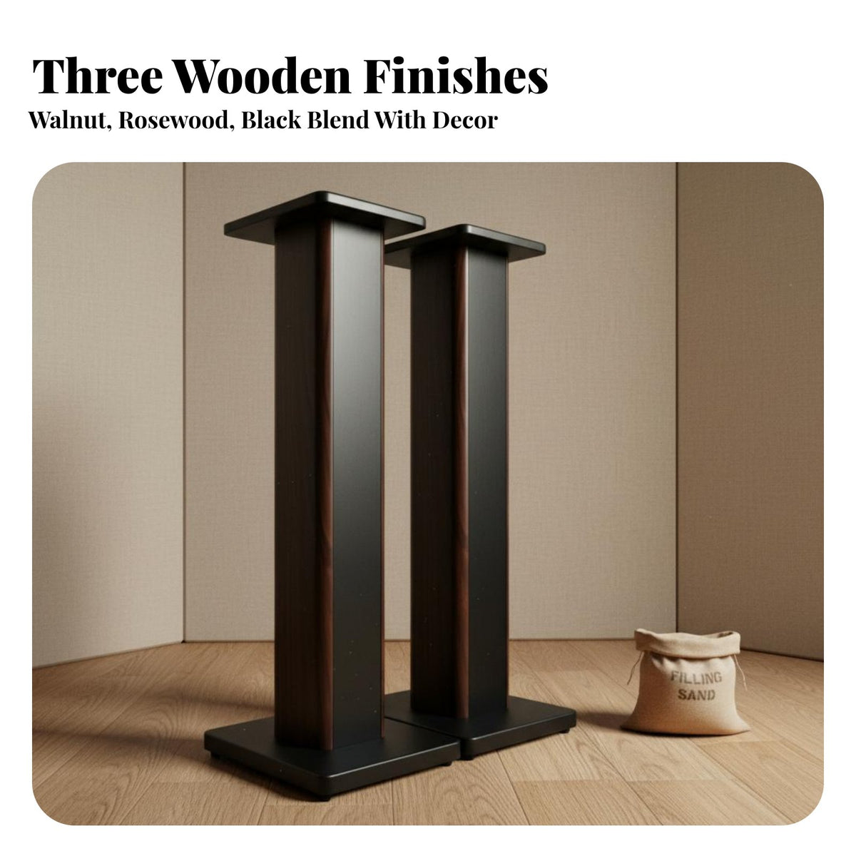 2 Pieces Sand-Fillable Column Floor Standing Speaker Stand Includes Isolation Spikes Bookshelf Speaker Stand Vibration Damping Design Audio Equipment Accessory Sturdy and Stable for Audiophiles, Home Theater Enthusiasts, Listening Room