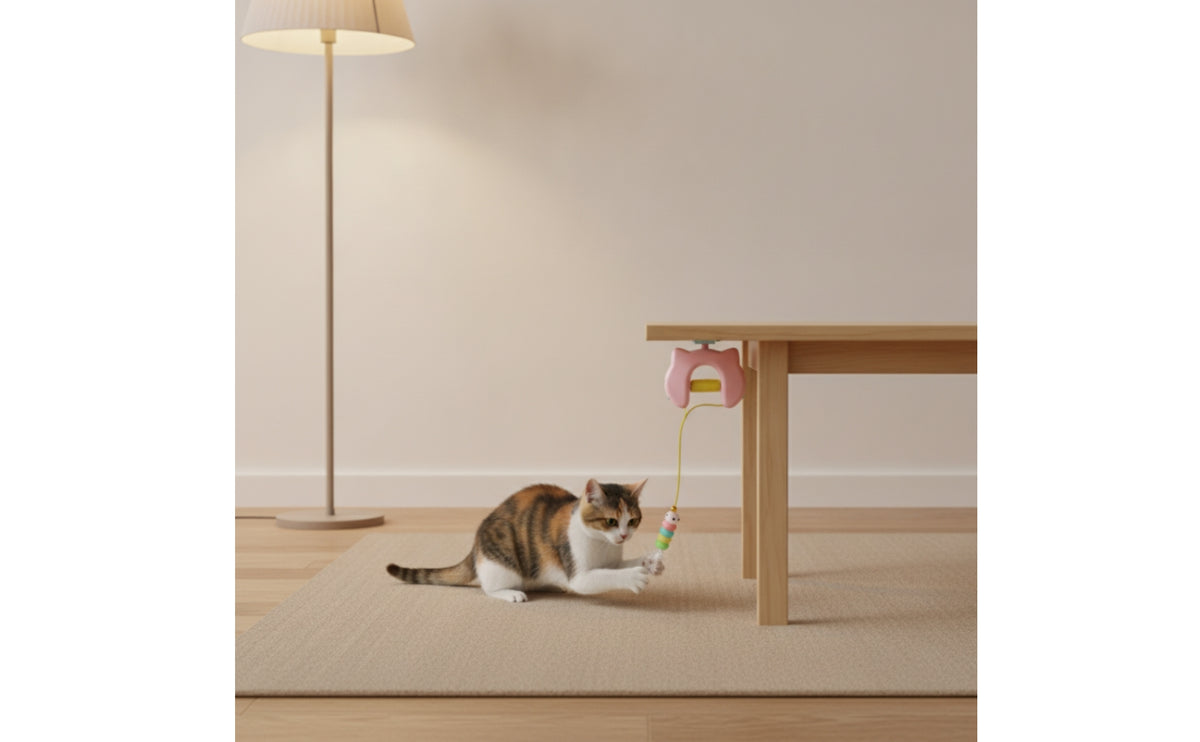 Automatic Cat Teaser Toy with Feathers Long-Lasting Doorway Cat Toy Lightweight Soft for Kittens