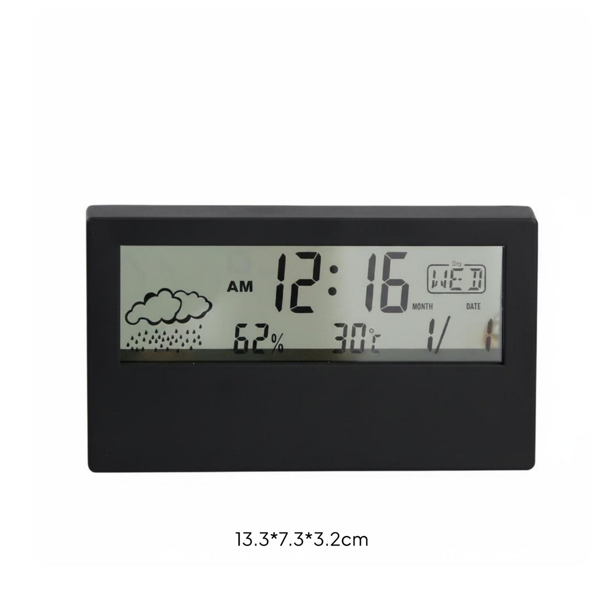 Multifunctional LCD Weather Station Clock Temperature and Humidity Display Multifunction Alarm Clock Minimalist Design Home Electronics for Bedside