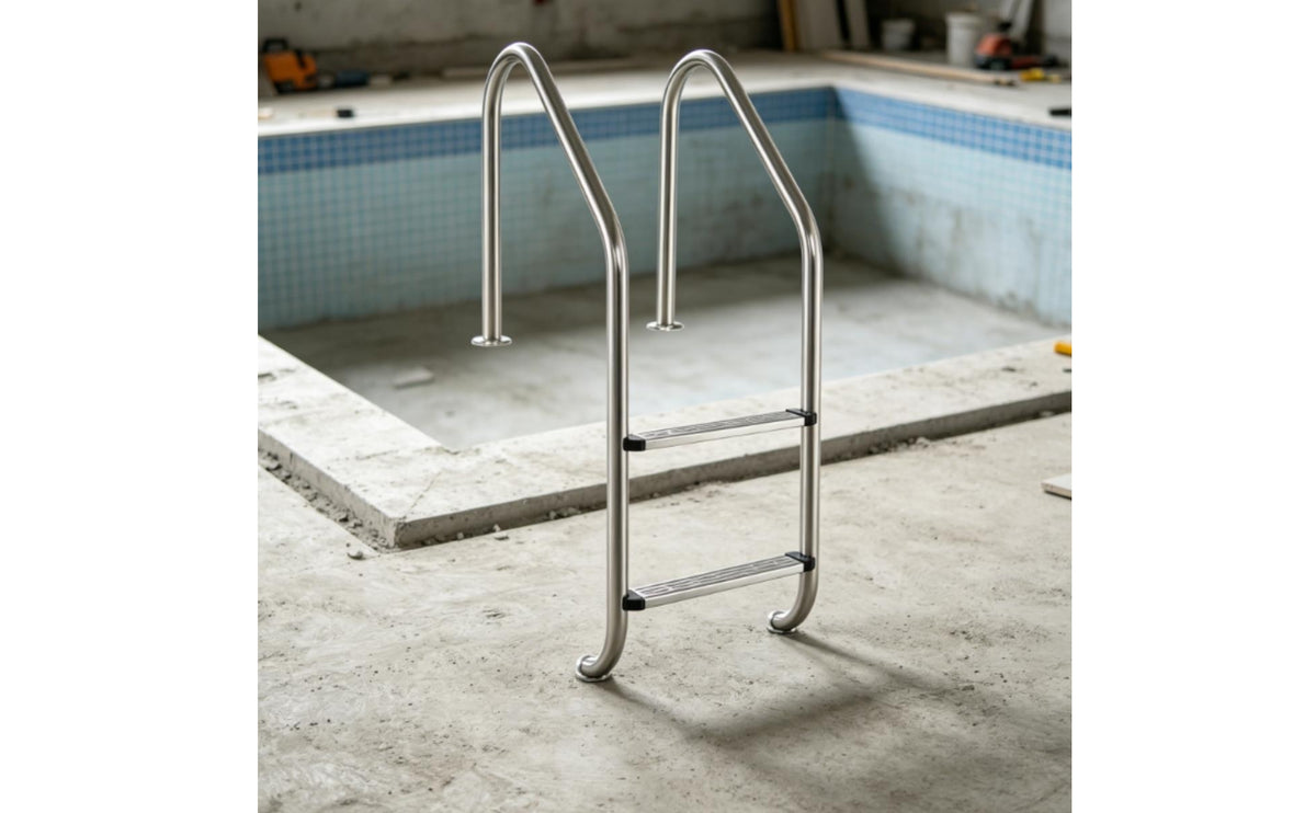 No-Drill Stainless Steel Pool Ladder Polished 2-Step Pool Ladder Stable Long-Lasting