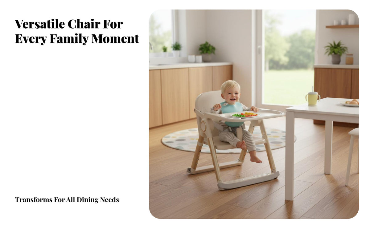 Lightweight Portable Baby High Chair Indoor & Outdoor Use Toddler Feeding Chair Easy to Clean Foldable Feeding Seat Safety Harness for Toddlers, Babies, Parents, Home, Restaurants