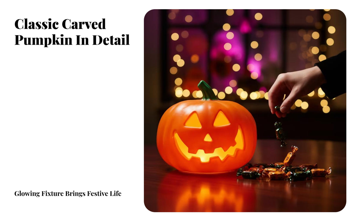 Autumn Pumpkin Lantern | Triangular Cut-out Eyes Powered Design , Pumpkin Decoration with Light, for Patios