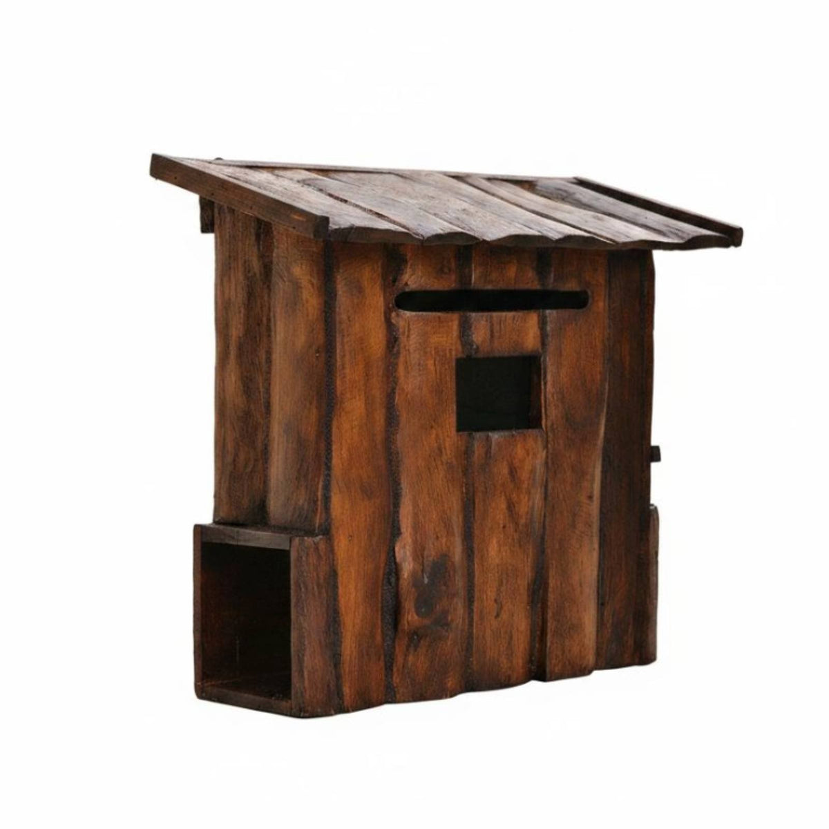 Rainproof Wooden Mailbox Outdoor Use Solid Wood Mailbox Antique Design Vintage Wood Mail Holder