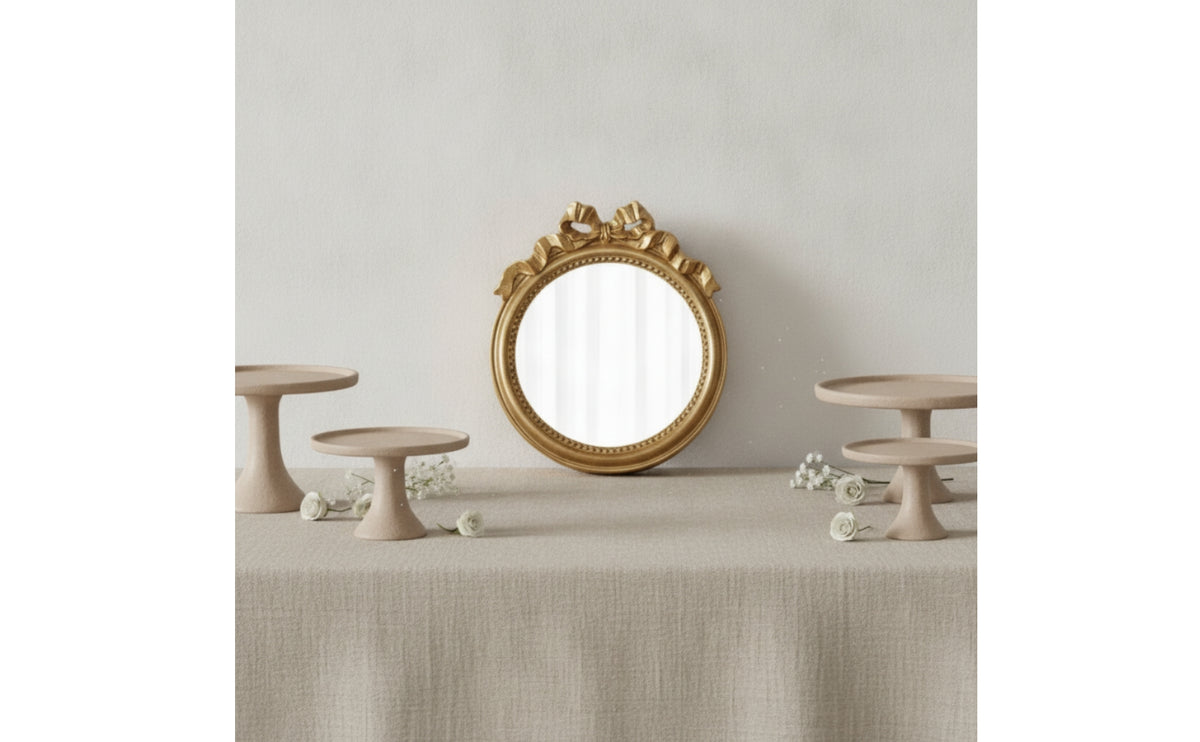 Mirror with Bow Frame Ornate Standing Mirror Decorative for Dessert Table