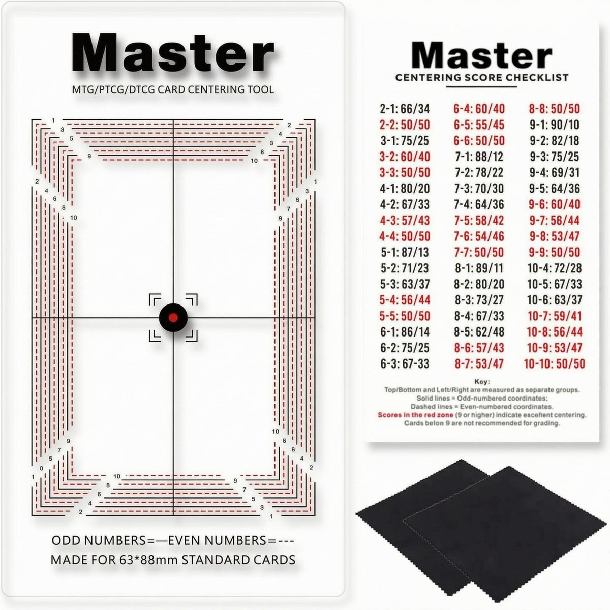 Card Centering Measurement Tool Red Dashed Guides Trading Card Centering Board