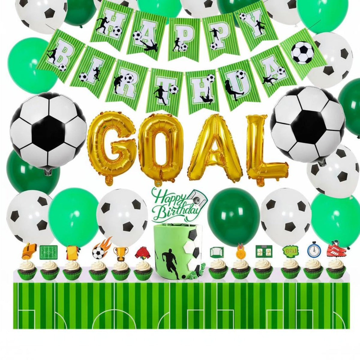 GOAL Foil Balloons Soccer Theme Party Supplies Versatile Decor Football Birthday Decoration Set Easy to Assemble for Parents, Sports Events