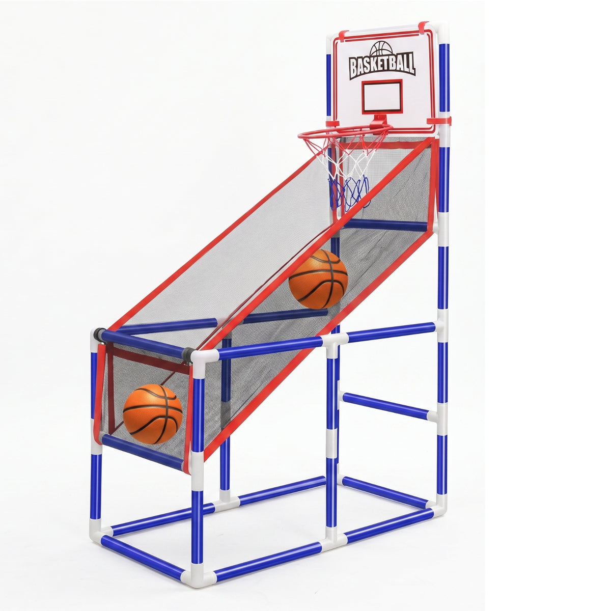 Mesh Side Panels Active Play Toy Basketball Throwing Machine Tubular Frame for Children