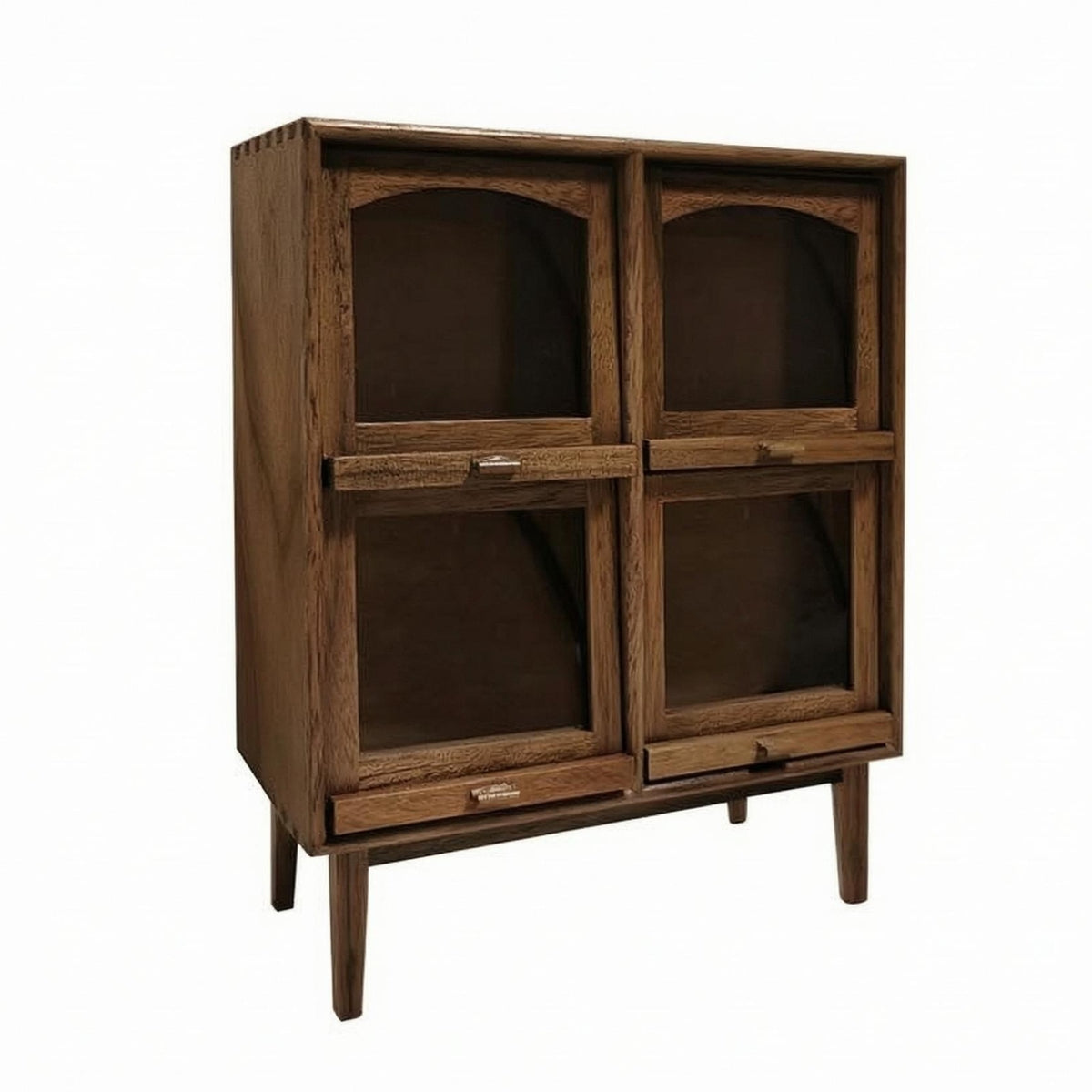 Dollhouse Storage Cabinet Arched Openings 1:12 Scale Miniature Cupboard 4 Compartments Miniature Wooden Cabinet