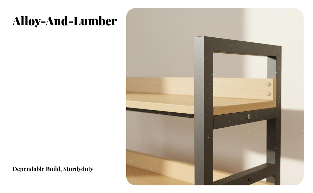 Industrial Aesthetic Multi-Tier Freestanding Shelf Space-Saving Design Multi-Tier Shelf Rack Multifunctional Bookshelf Versatile Use for Apartment Dwellers, Office Workers, Living Room, Small Areas, Bedroom, Kitchen