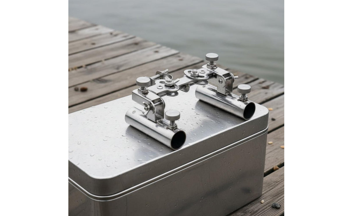 Stainless Steel Double Rod Rest Robust Duty Double Bracket Pole Holder Double Rod Holder Sturdy Construction