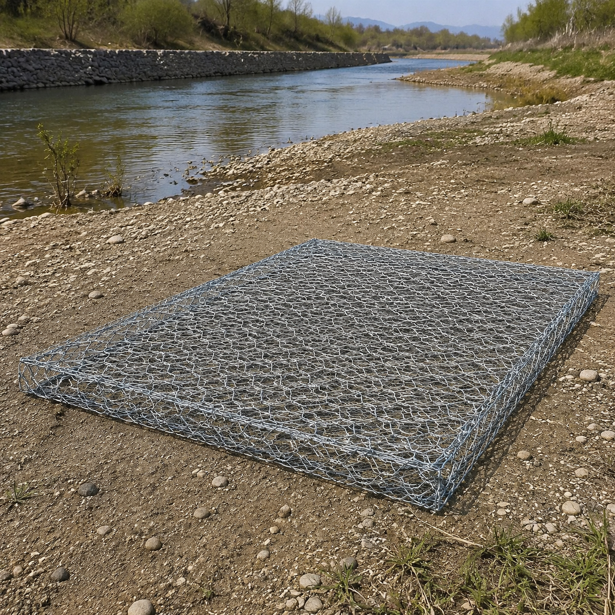 Galvanized PVC Coated Gabion Basket, Steel Gabion Cages for Retaining Walls, High Resistance for Flood Control, Riverbank Protection