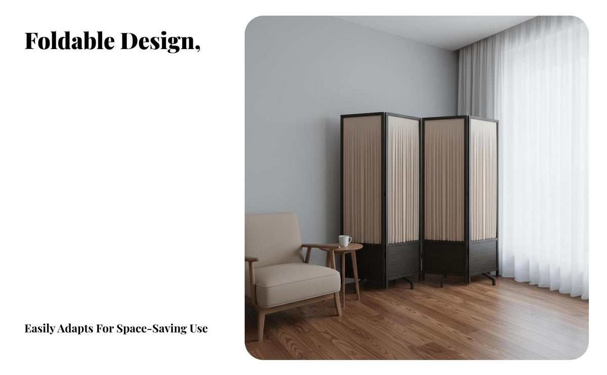 Foldable Design Multi-Panel Folding Screen Mobile 4-Panel Partition Screen Freestanding Room Divider Portable for Office Workers, Business Owners, Interior Designers, Bedroom, Restaurant, Studio Apartment