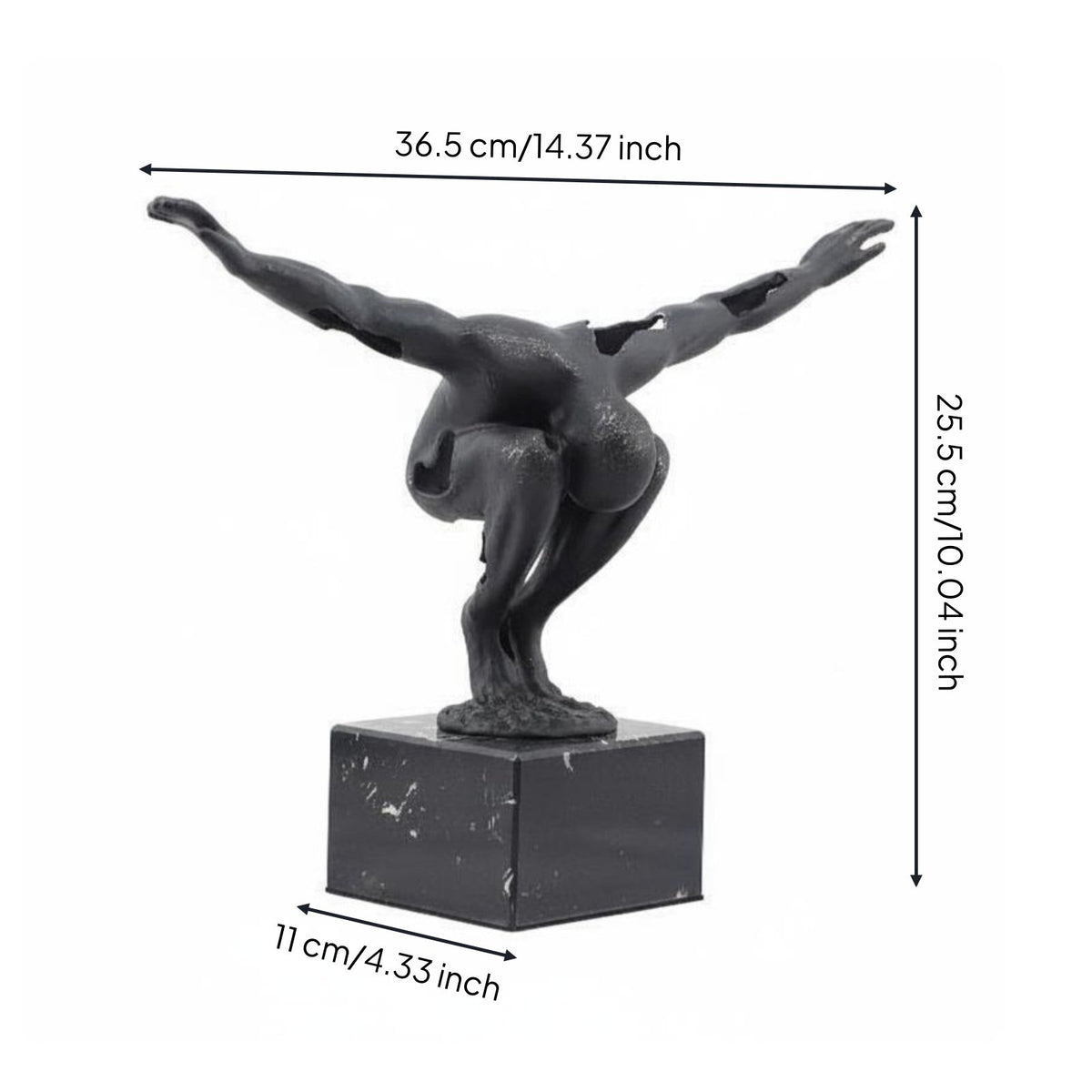 Abstract Human Figure Statue Creative Design Marble Base Ornament Handmade Abstract Art Figure for Living Room, TV Stand, Hotel Lobby