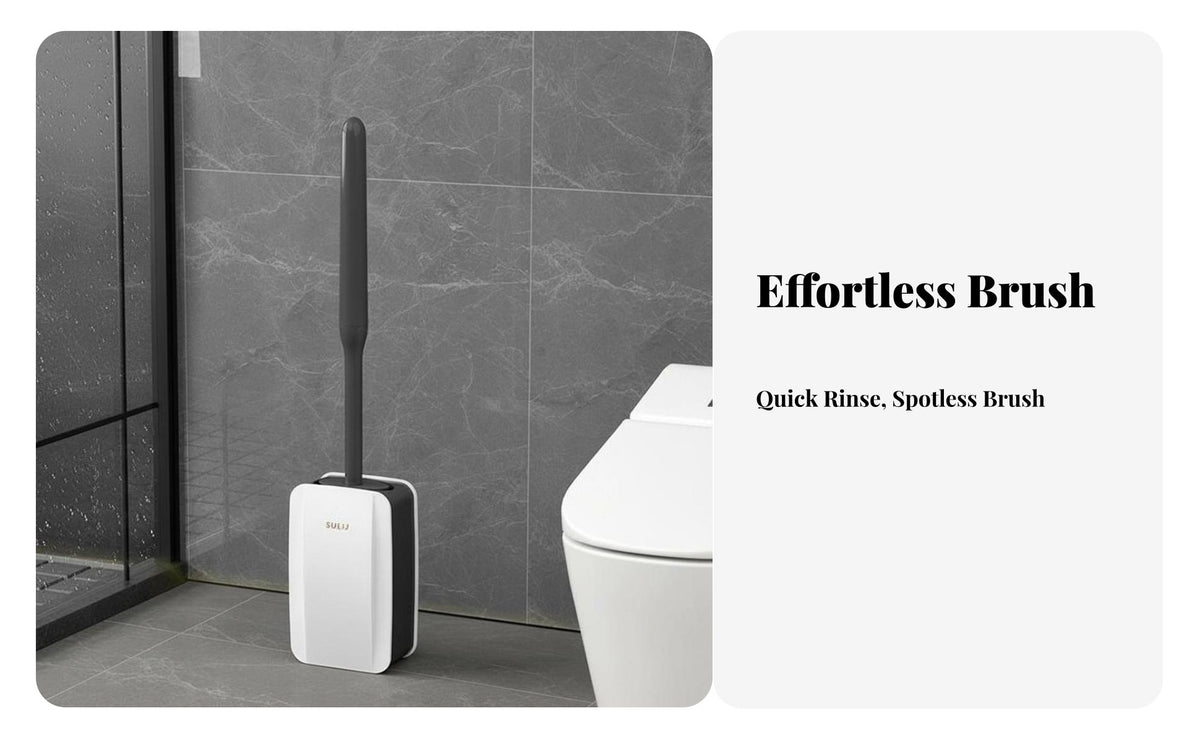 Wall Mounted Toilet Brush Set Soft Bristles Toilet Brush and Holder Set Drill Installation Washroom Accessory for Dorm, RV