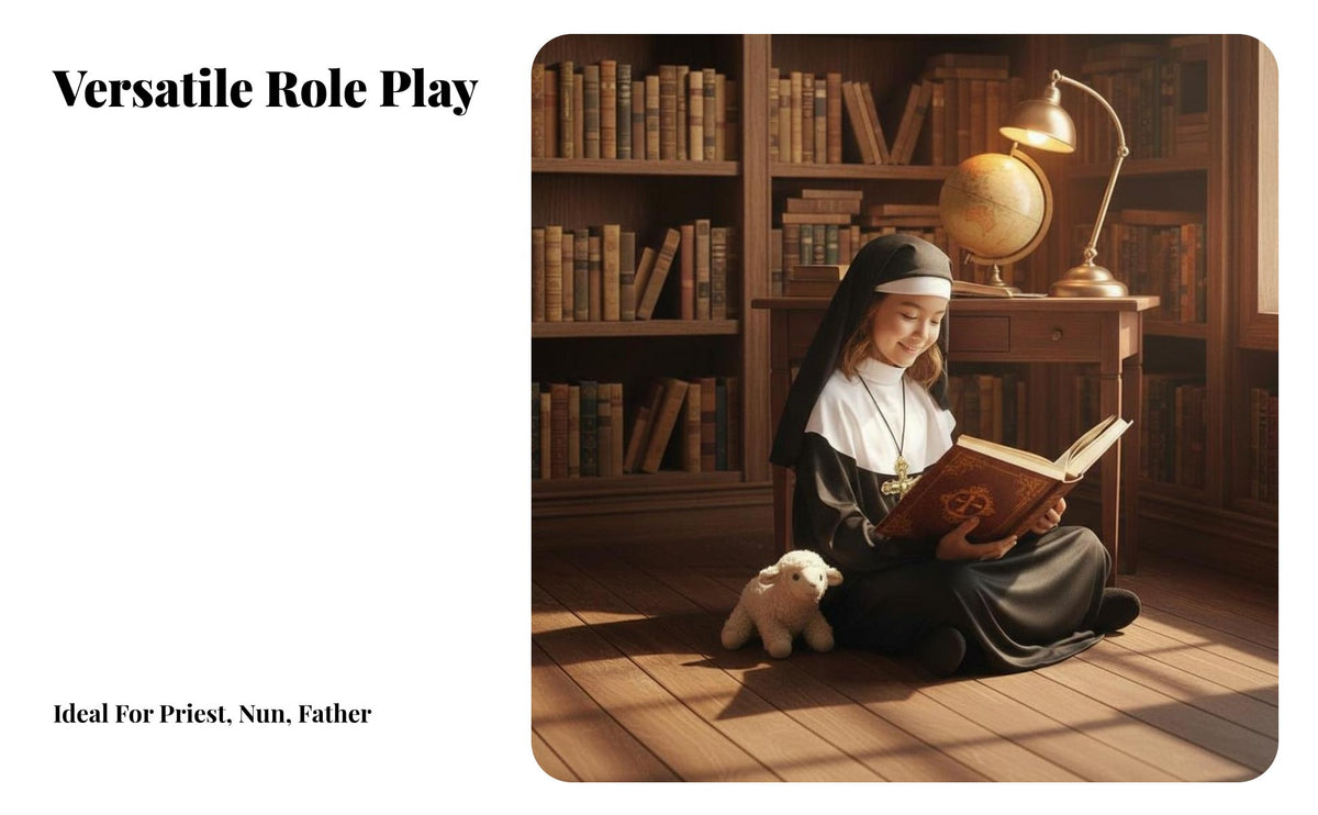 Girls Religious Habit Loose Fit Girl's Catholic Sister Robe Classic Design Kids Nun Costume