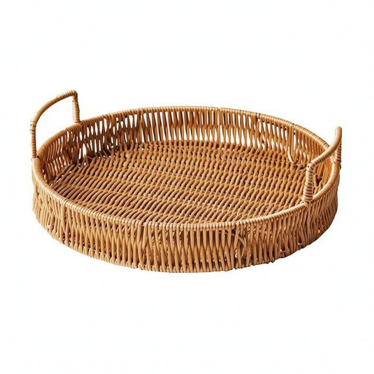 Imitation Rattan Tray with Handles Serving Tray Sturdy for Coffee Table, Afternoon Tea