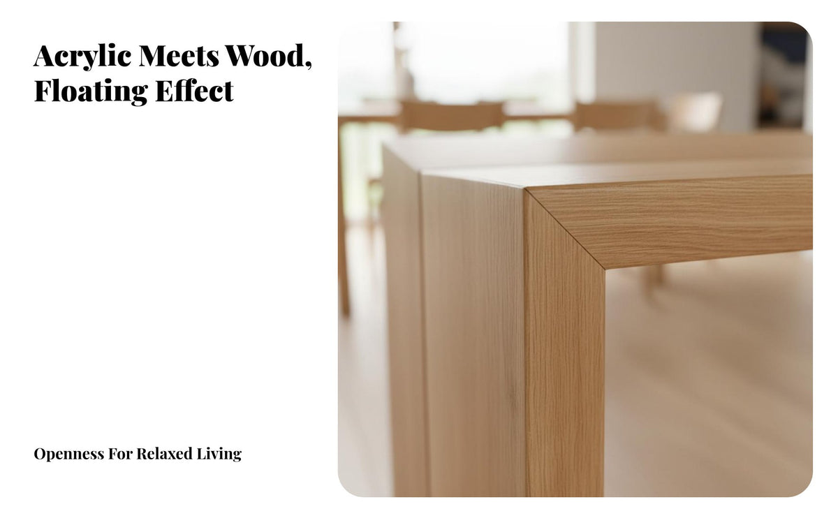 Levitating Dining Table Designer Design Acrylic Leg Wood Table Multi-Functional Acrylic Leg Desk for Professionals, Students, Living Room, Study
