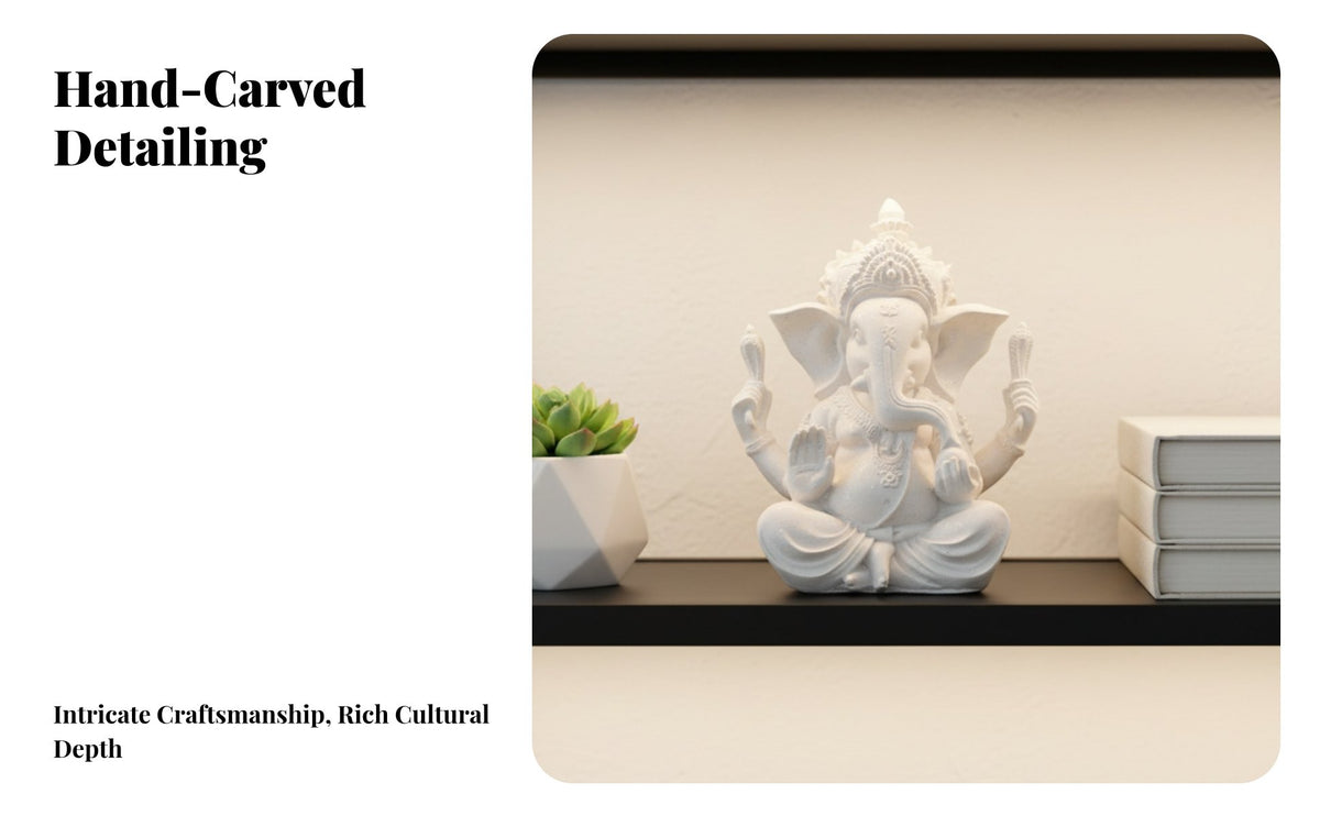 Sandstone Resin Lord of Beginnings Figurine Handmade Craftsmanship Lord of Beginnings Figurine Statue Symbol of Good Luck Indian Hindu God Sculpture