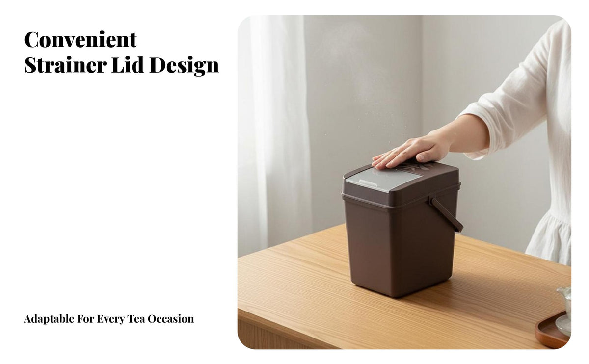 Tea Residue Container Built-in Strainer Tea Residue Strainer Container Waste Bin Wet-Dry Separation Odor-Resistant Closure Ed