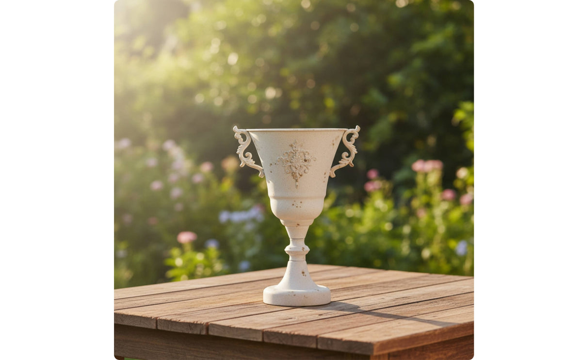 Urn Planter with Handles Antique Decorative Planter with Handles Distressed Urn-Style Vase for Entryway, Patio, Storefront