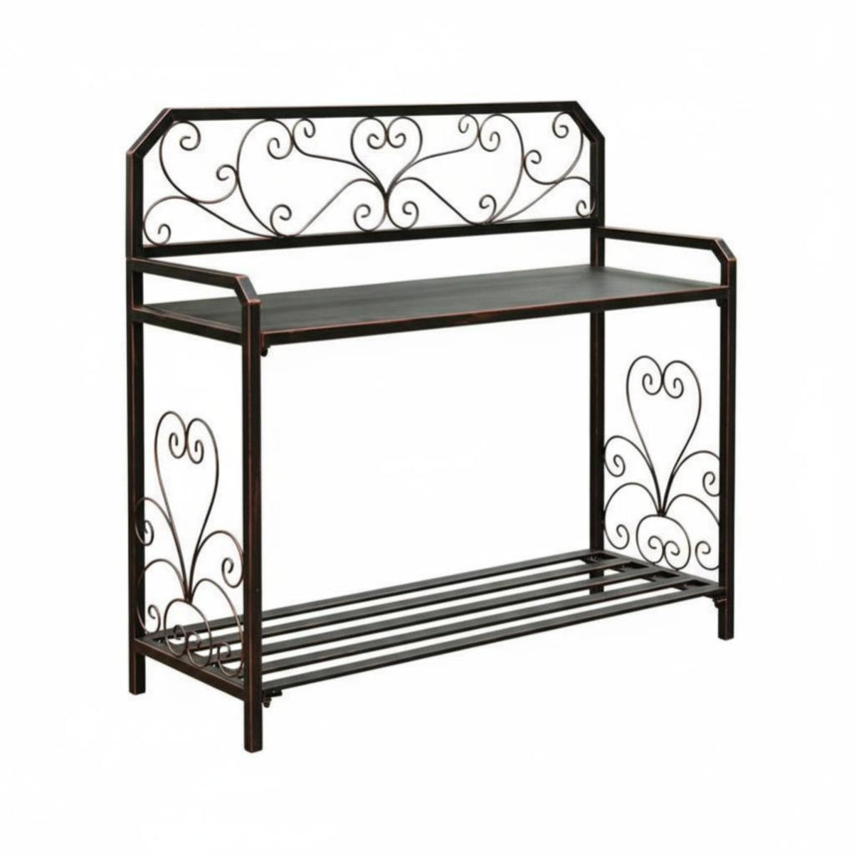2 Pieces Vintage Design 2-Tier Stepped Rack Freestanding 2-Piece Ornate Planter Bench Space-Saving Design Plant Stand Easy Assembly for Gardeners, Homeowners, Decor Enthusiasts, Balcony, Courtyard, Outdoors, Entryway