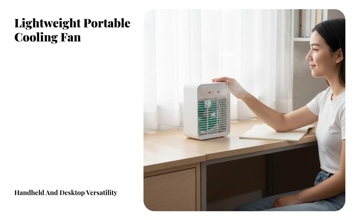 Portable Misting Fan Cools & Humidifies Desktop Air Chiller Compact Design Portable Water-Cooled Air Chiller for Students, Office Workers