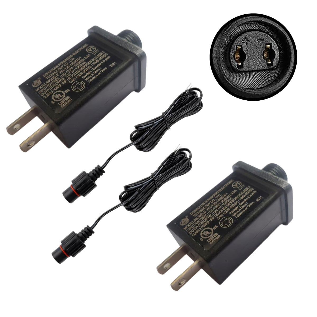 2PCS Replacement Yard Inflator Adapter 12V 1A Class 2 Power Supply with 9.84ft Extension Cord EU Plug