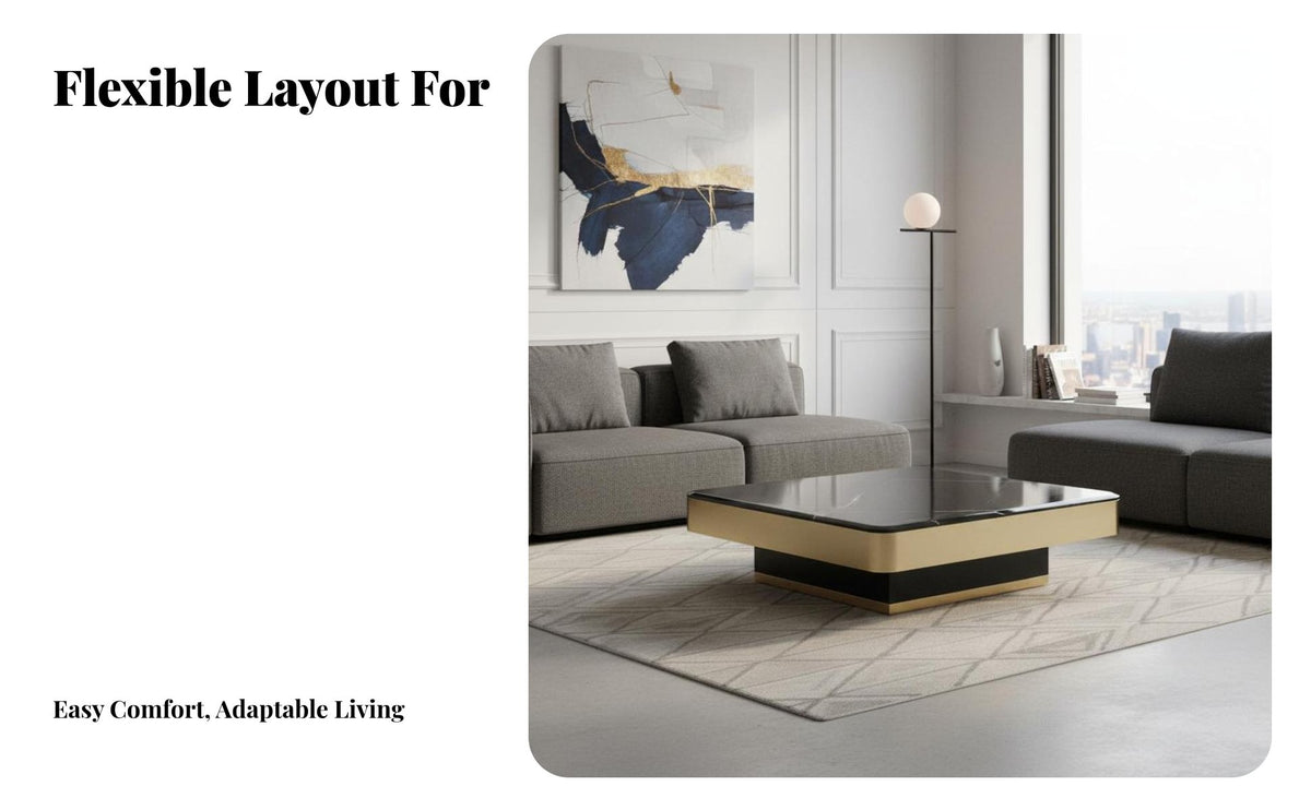 Square Marble-Patterned Table Post-Modern design living Room Furniture Light Luxury look for Apartment Dwellers, Homeowners, Home, Lounge Area, Study