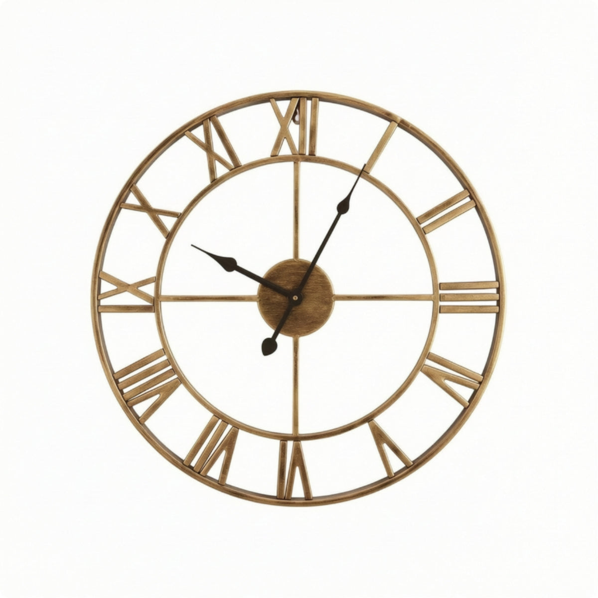 Vintage Roman Numeral Wall Clock, Round Metal Frame, Nordic Style