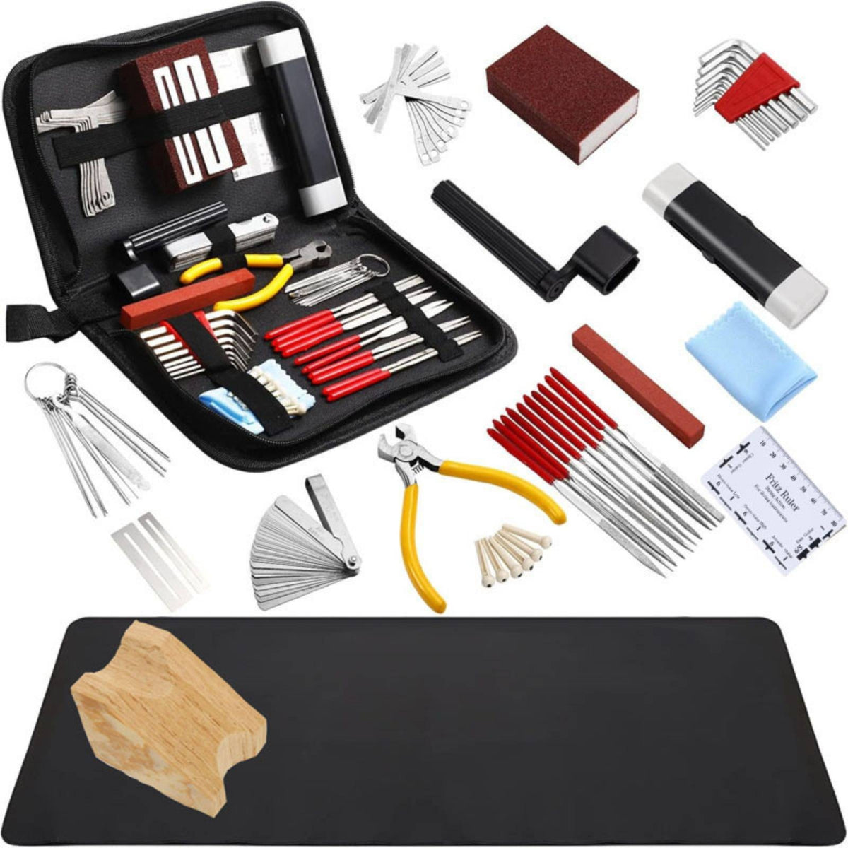 Guitar Maintenance Kit Featuring a Work Mat Portable Guitar Repair Kit with Mat Professional-Grade for Luthiers, Home Workshop, Music Studio