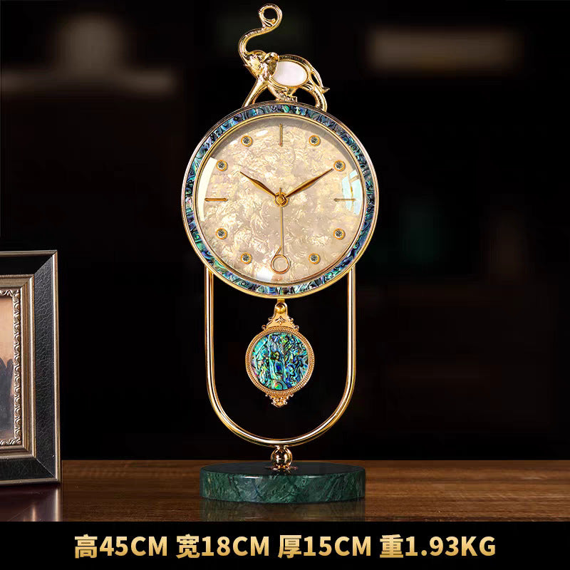 Round Metal Table Clock with Acrylic Glass, Quartz Movement, Light Luxury Style