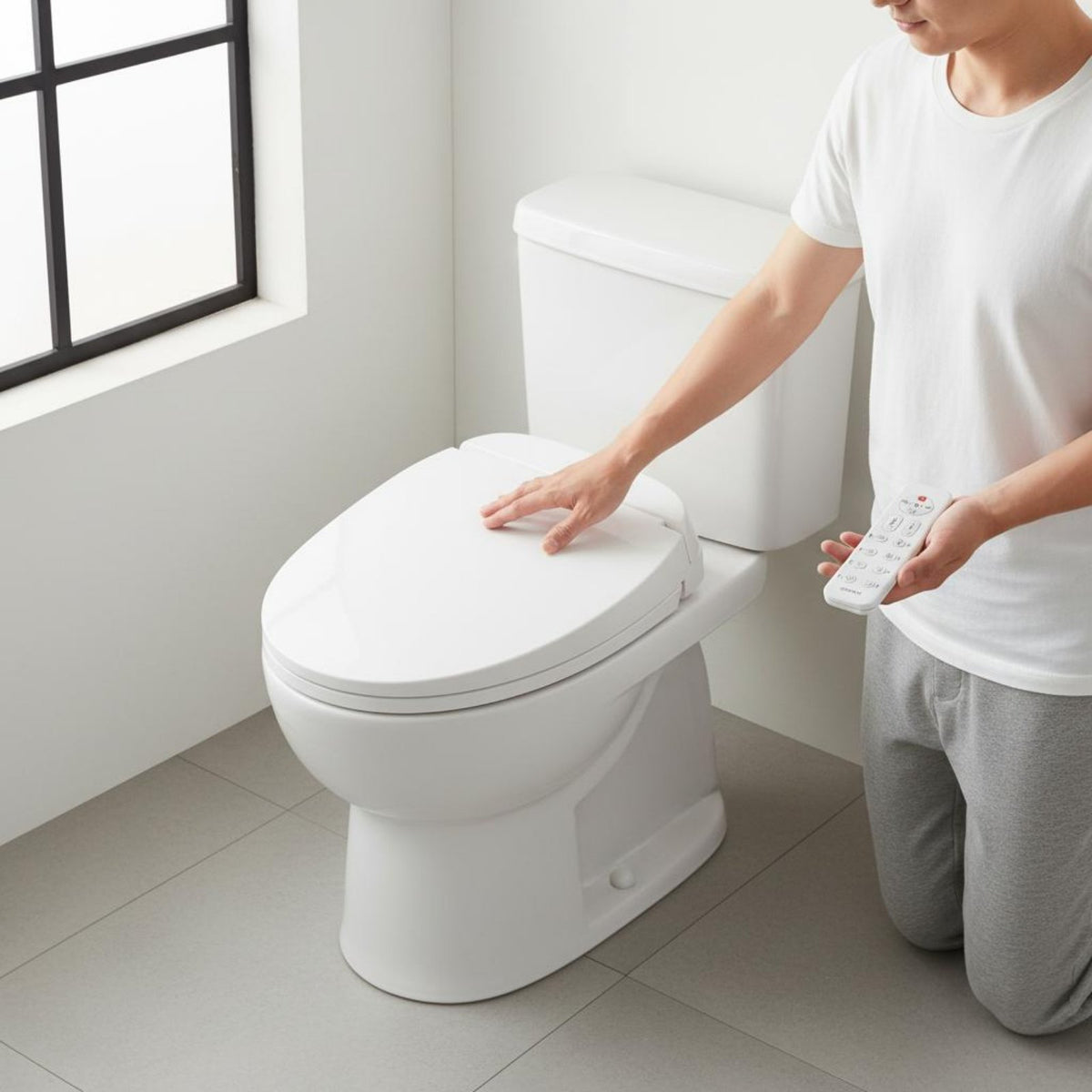Wireless Control Electric Bidet Seat Automatic Cleaning Warm Water Bidet Night Light Bathroom Fixture Kids Mode