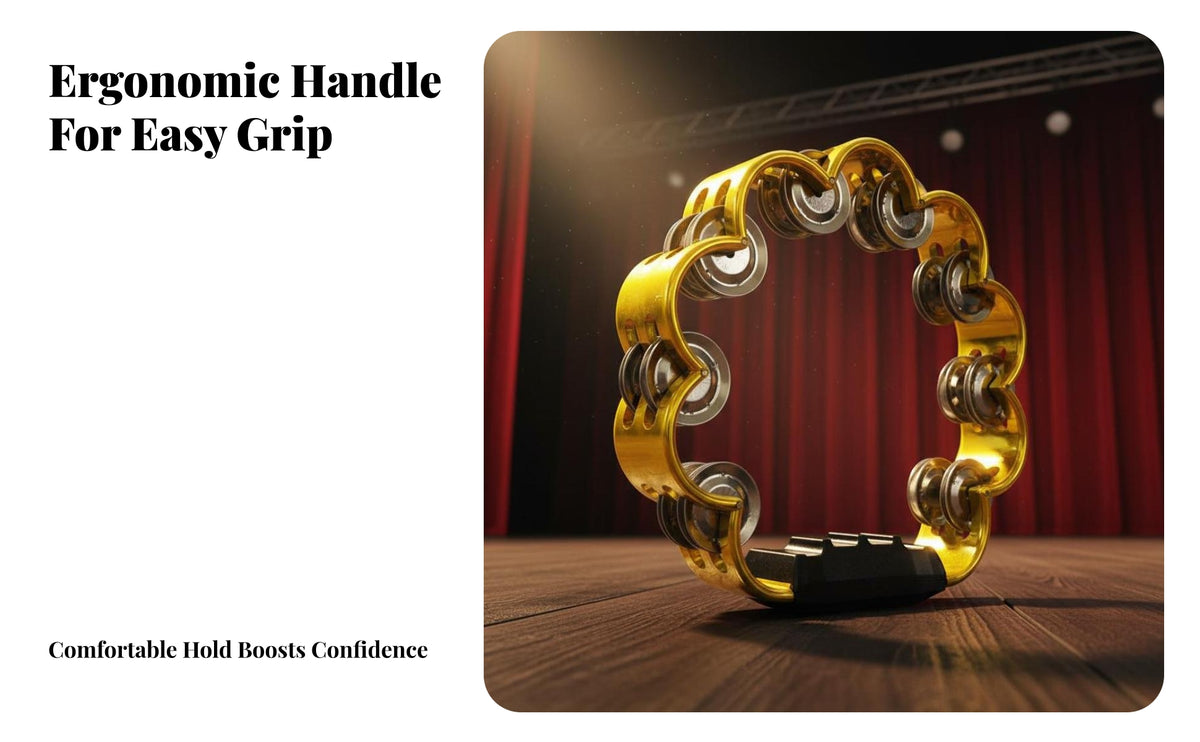 Double Row Tinkle Tambourine Crisp Percussive Sound Double Row Tambourine Easy to Blooming Design Shaped Hand Bell for Children, Beginners, KTV