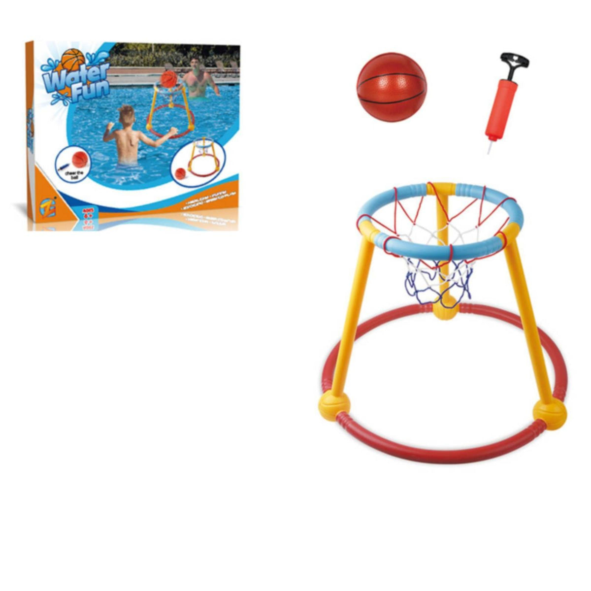 Freestanding Water Basketball Set with Pump Colorful Pool Basketball Hoop Portable for Family