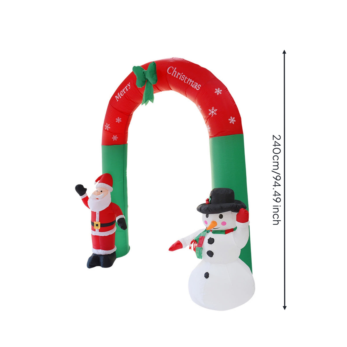 Red and Green Christmas Arch Snowflake Print Inflatable Arch