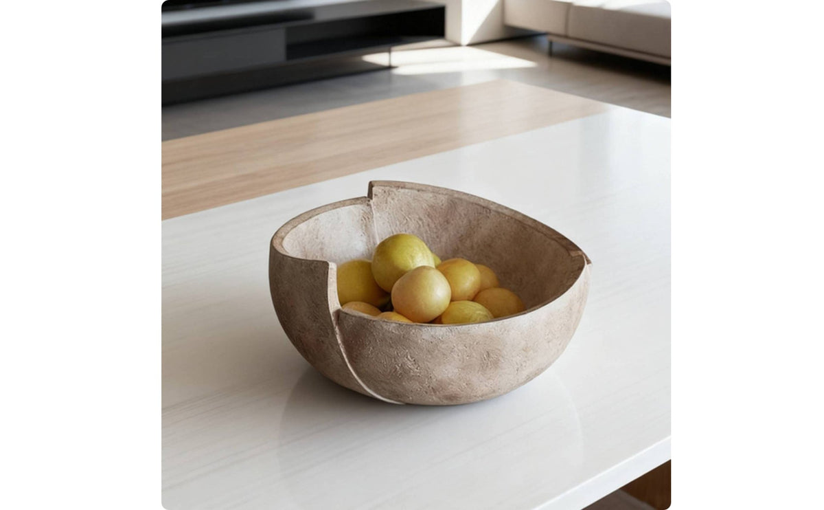 Wabiaged Fruit Bowl Retro Design Distressed Finish Storage Bowl Minimalist Design House Decoration for Entryway