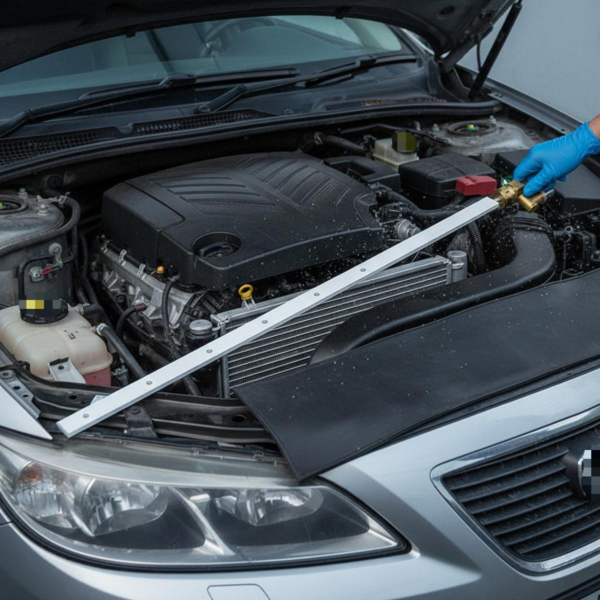 180° Rotating Head Car Cooling System Cleaning Wand 304 Stainless Steel Cooling System Cleaning Wand 25° Fan Spray Nozzle Undercarriage Washer Attachment Quick Release Connector for Mechanics, DIY Enthusiasts, Garage
