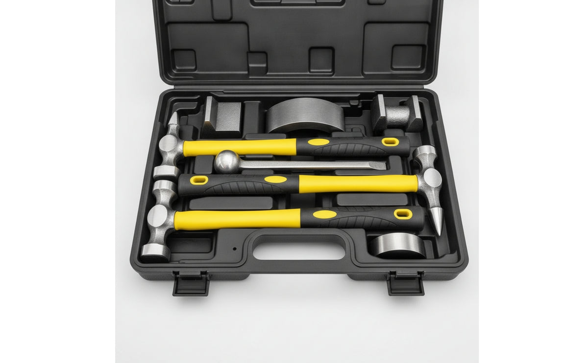 7 Pieces Auto Body and Shaping Anvil Set | Textured Grip, Heavy Duty, Auto Body Set, for Garage
