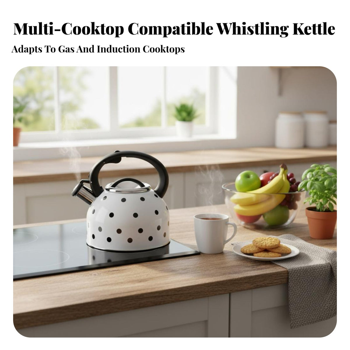2.5L Whistling Kettle Multi-Cooktop Compatible Boiling Tea Kettle Loud Whistle Kitchenware for Office