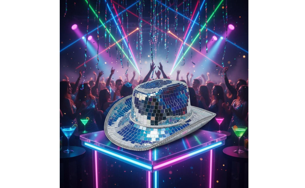 Mirror Ball Cowboy Hat Light-Reflecting Disco Cowboy Hat Handmade
