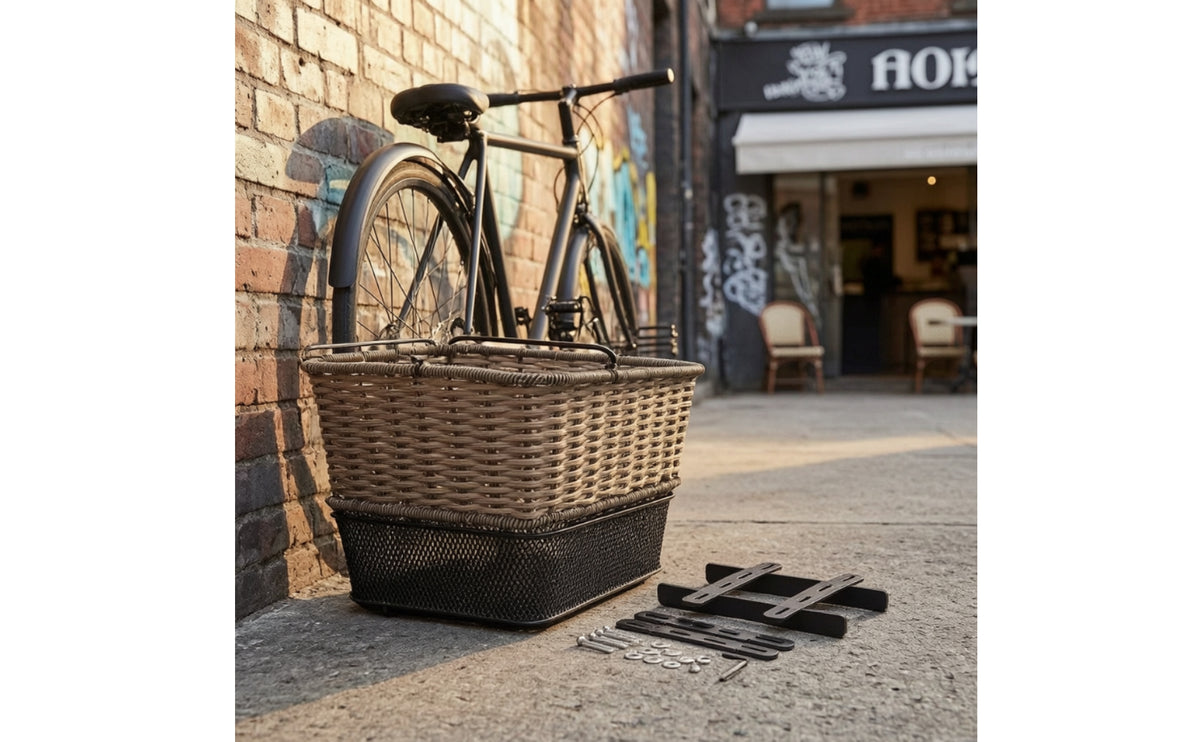 Rear Bike Basket with Handle Easy to Install Rear Bike Basket Large Capacity for Commuters, Daily Commute