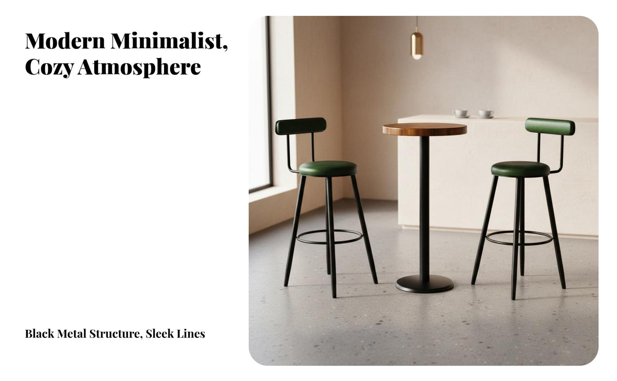 Modern Design Backrest Bar Stool Ergonomic Back Support Bar Stool with Backrest Sturdy and Long-Lasting Metal Frame Counter Chair Comfortable Seating for Restaurant Owners, Homeowners, Adults, Cafe, Pub, Lounge, Dining Room