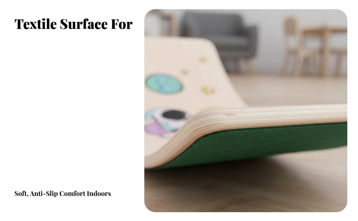 Nordic Design Wooden Wobble Balance Board Sturdy Natural Wood Wooden Balance Board Unrestricted-Ended Play Kids Curved Rocker Versatile Use for Toddlers, Stretching, Playroom