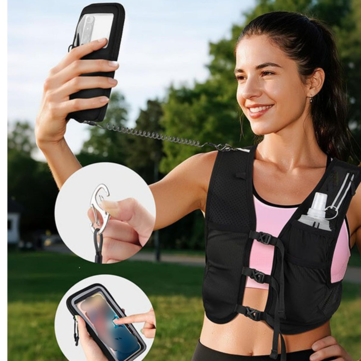 Lightweight Trail Running Backpack Vest Adjustable Fit Hydration Vest Sweatproof Sports Gear Reflective Details for Cyclists