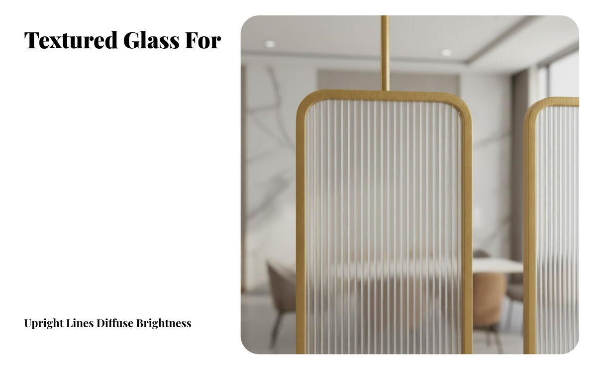 360° Rotation Rotating Fluted Glass Panel Luxury Design Partition Screen Semi-Transparent Room Divider Frosted Translucent for Business Owners, Interior Designers, Office Workers, Entrance Hall, Reception Area, Bedroom, Studio Apartment