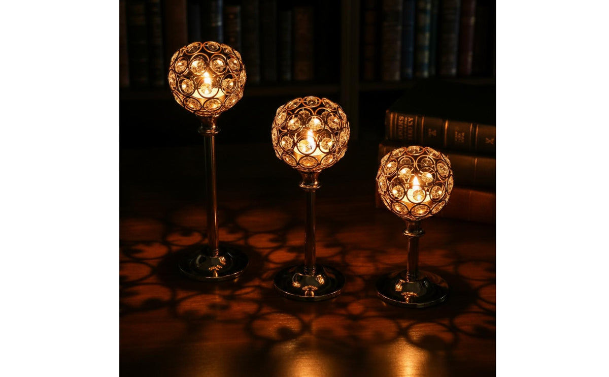 3 Pieces Table Centerpiece Mini Crystal Candle Holder Elegant Crystal Candle Holder Romantic Home Decor for Wedding, Party, Living Room